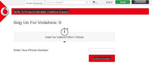 Como se registrar na Vodafone