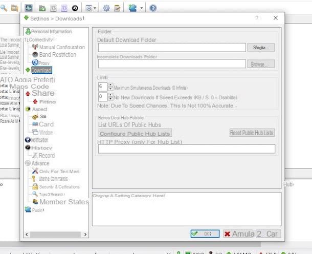 DC ++, download and configure DC ++ in town