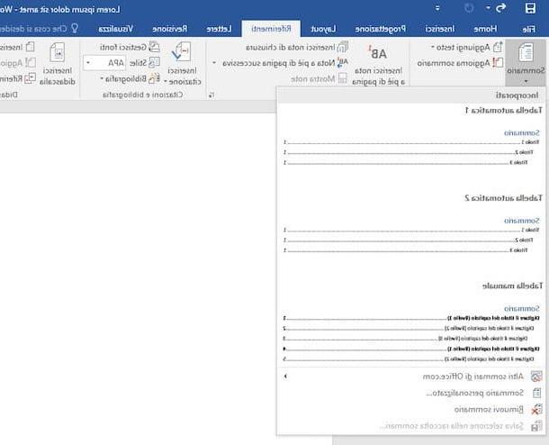 How to make table of contents in Word